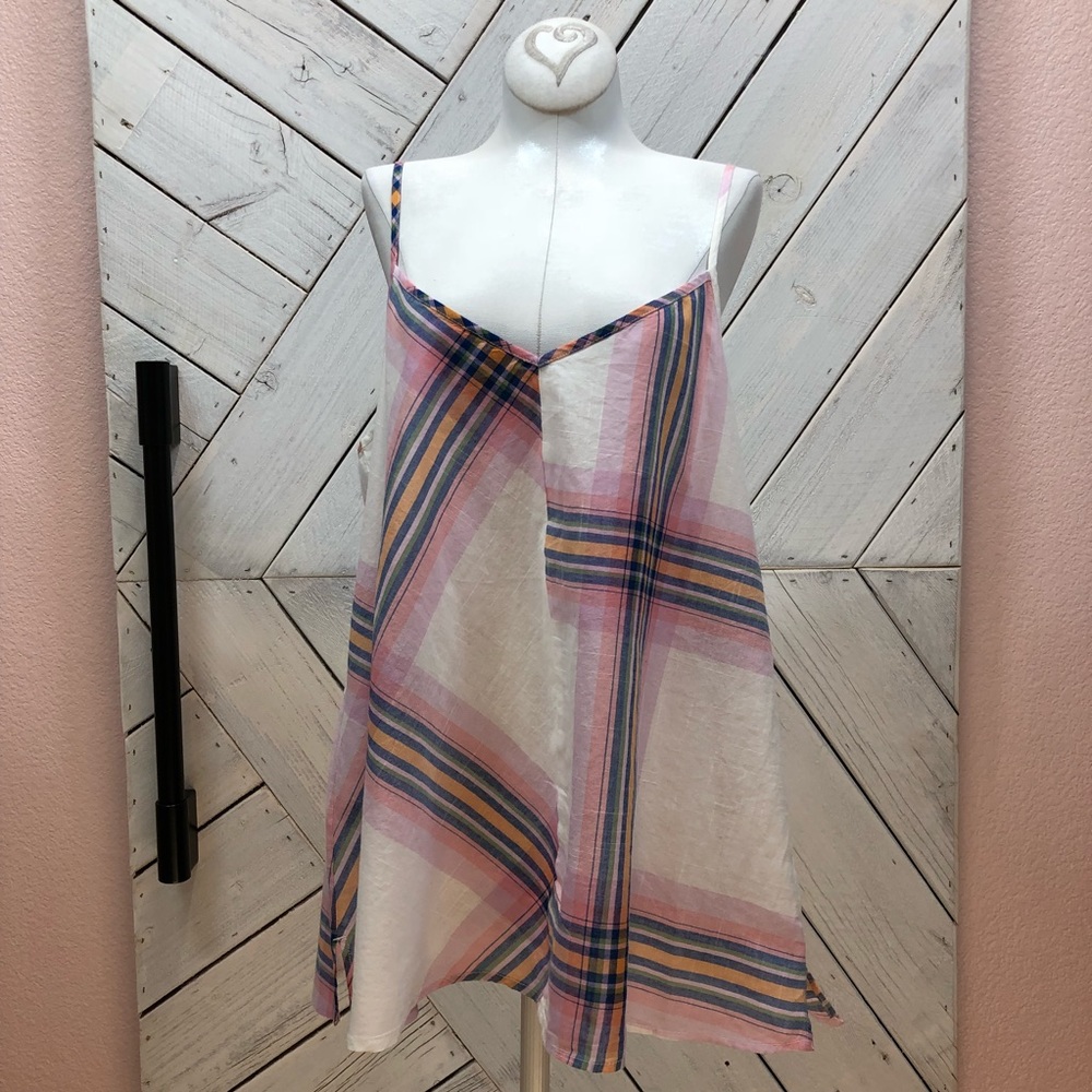 NWT Lou & Grey Cotton Sleeveless Plaid Print Top